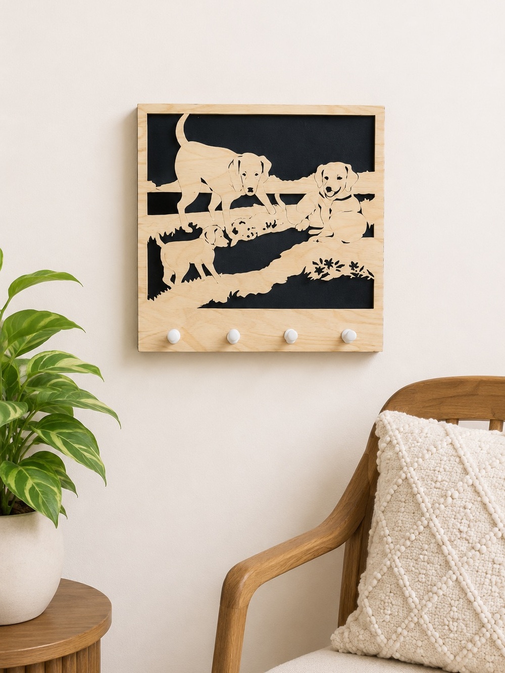Labrador‎ Retriever Art Wooden Key Holder Handcrafted Wall Hook Decor Artisan